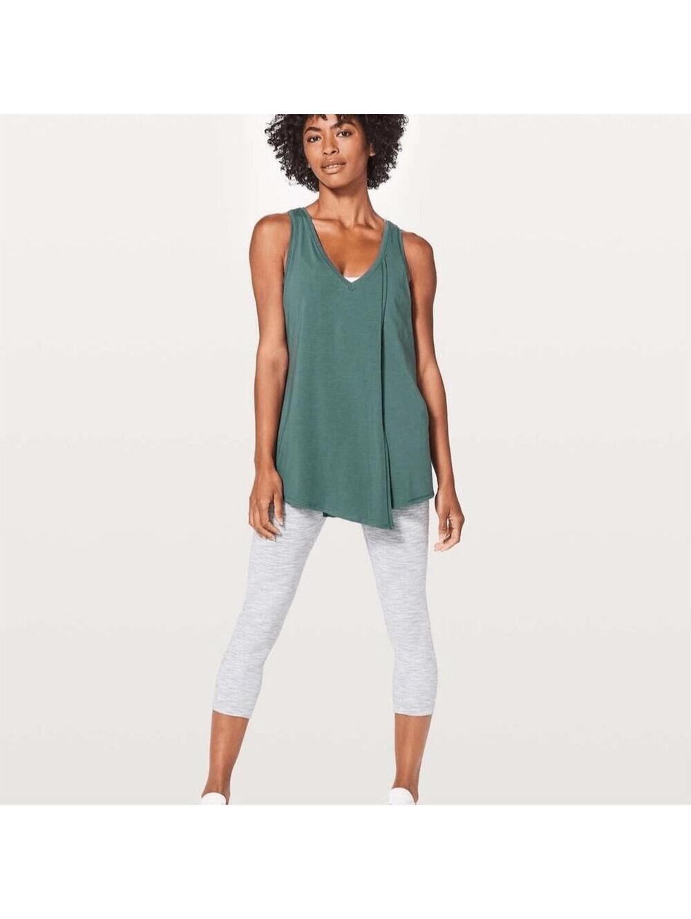 Lululemon Women's V-Neck Tank Top Green Size 8 Activewear